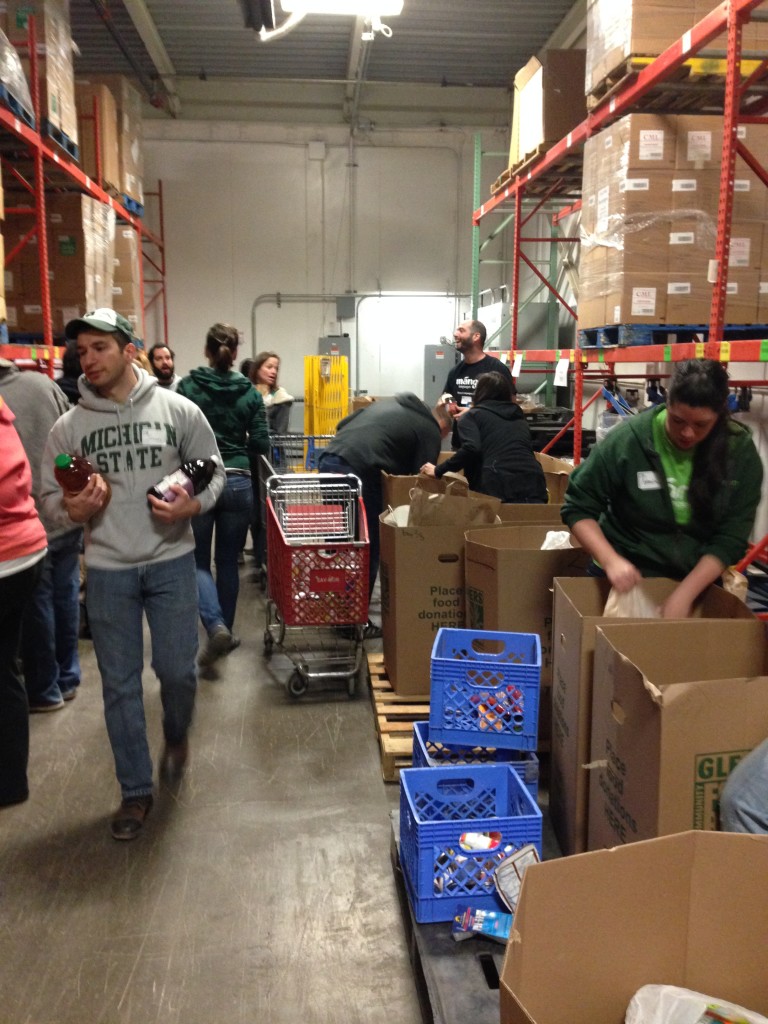 Mangos launch the day sorting food at Gleaners