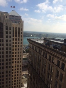 Not a bad view of the Detroit River from the 29th floor of the Penobscot, downtown.