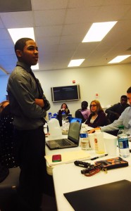 Here, Da'Jon is telling the fellows why he is so passionate about building a shadowing program between Detroit professionals and his fellow DPS high school students.