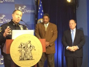 Detroit officials, including Police Chief James Craig and Mayor Mike Duggan, announce new online transparency program