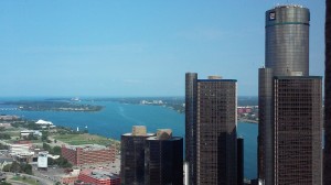 The view from Clark Hill looking towards Belle Isle.