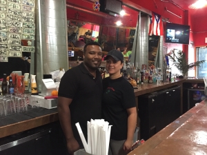 Rick and Liz behind the bar at Rincon Tropical.