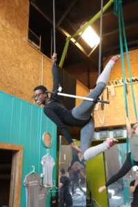 Brandi in action at aerial acrobatics. 