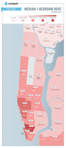 Manhattan monthly rent map
